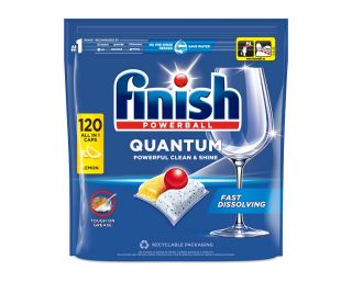Finish Quantum All in 1 Lemon Sparkle kapsule za strojno pomivanje posode 120 kos (6XL)
