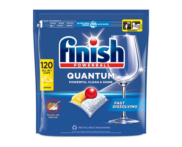Finish Quantum All in 1 Lemon Sparkle kapsule za strojno pomivanje posode 120 kos (6XL)