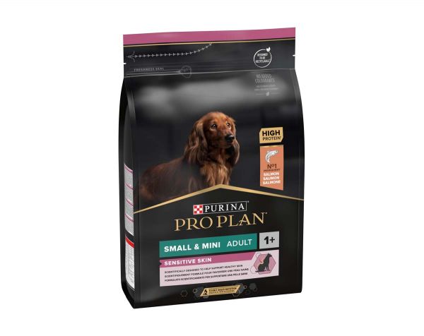 PRO PLAN small&mini Adult Sensitive Skin, losos, 3 kg