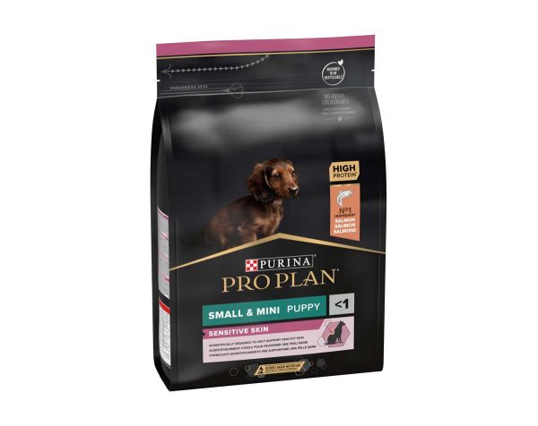 PRO PLAN small&mini Puppy Sensitive Skin, losos, 3 kg