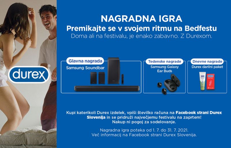 Nagradna igra Durex - Premikajte se v svojem ritmu na festivalu v vaši postelji