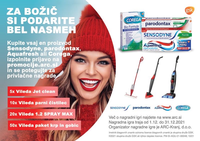 Nagradna igra GSK - Za božič si podarite bel nasmeh!