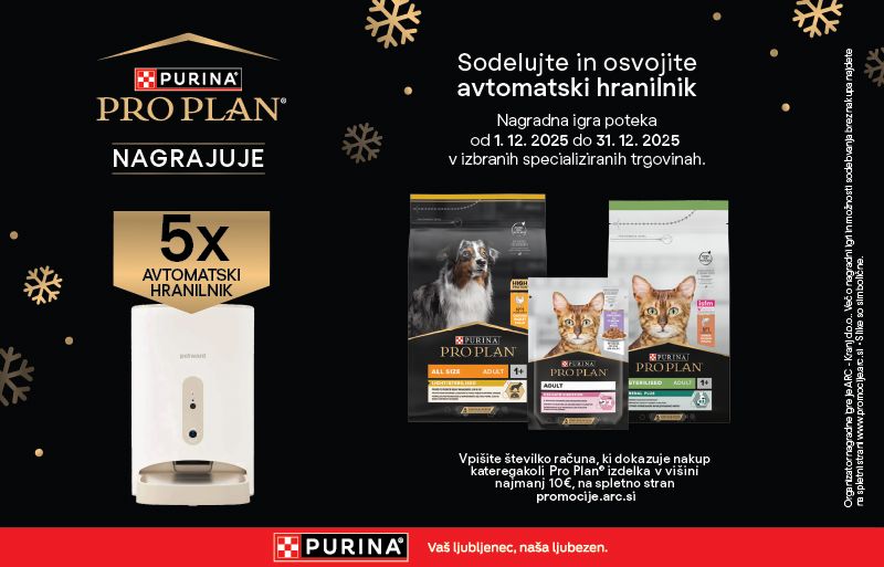 PRO PLAN nagrajuje v TAČKA, PETISH IN HOBY PET CENTER trgovinah DECEMBER 2025