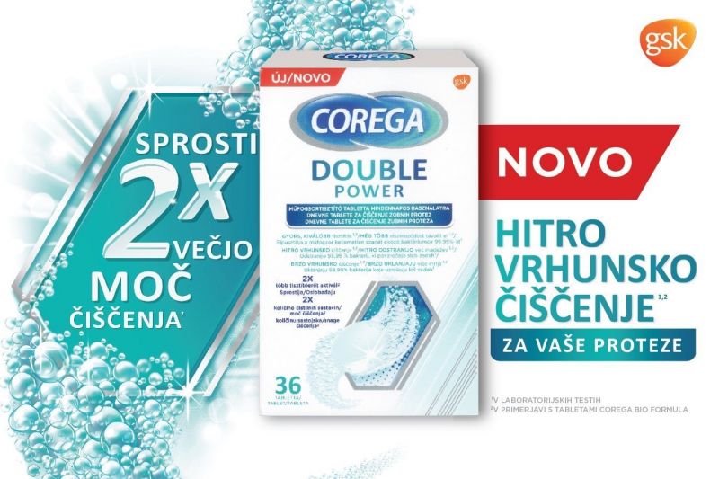 Corega double powertablete za čiščenje zobnih protez
