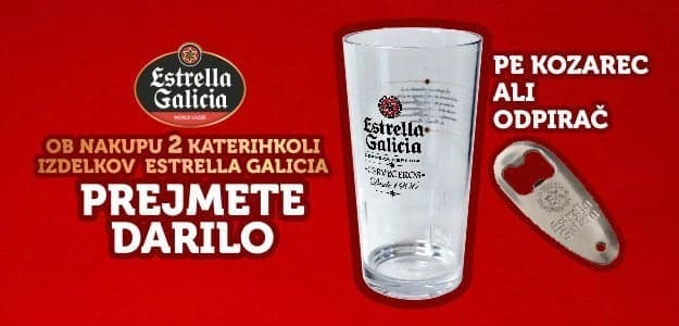 „Estrella Galicia nagrajuje vaše nakupe v Mercator trgovinah!“