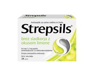 Strepsils® brez sladkorja z okusom limone 0,6 mg/1,2 mg pastile