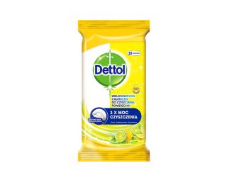 Dettol Power & Fresh Lemon robčki za čiščenje in dezinfekcijo površin 32 kos